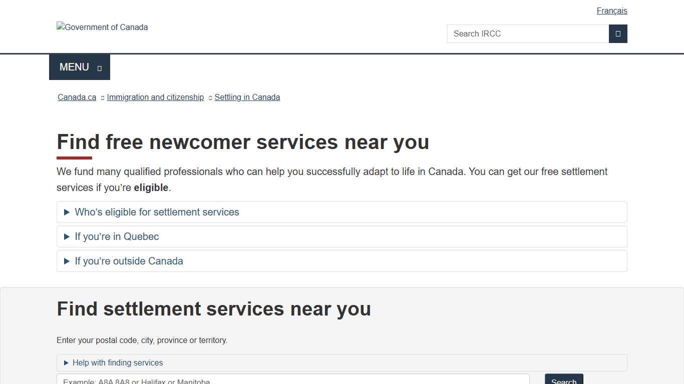 Find free newcomer services near you